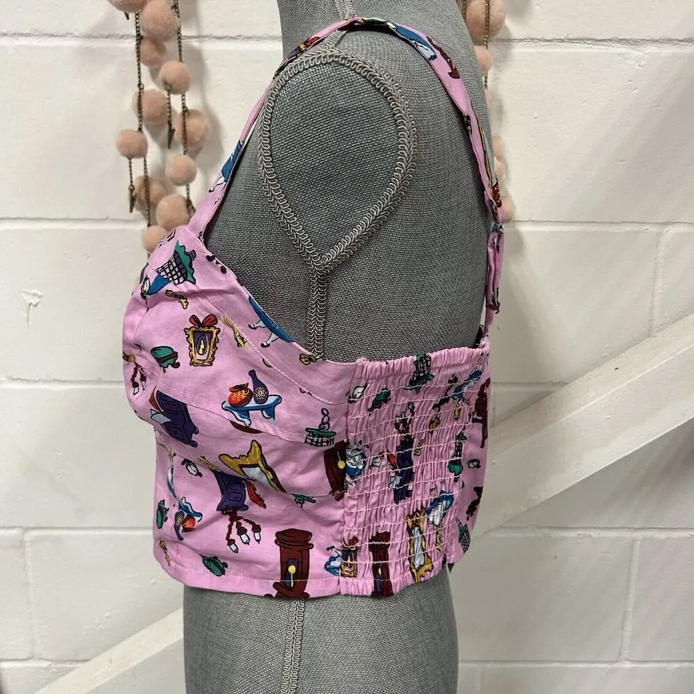 Her Universe Pink Alice Print Cropped Tank Top